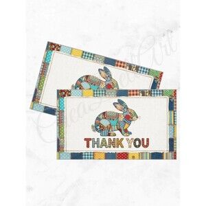 60 Patchwork Cards Bunny Design Thank You Cards
